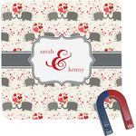 Elephants in Love Square Fridge Magnet (Personalized)