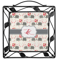 Elephants in Love Square Trivet (Personalized)
