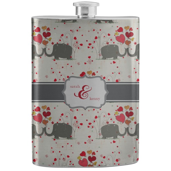 Custom Elephants in Love Stainless Steel Flask (Personalized)