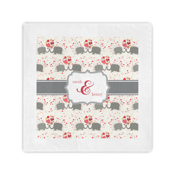 Custom Elephants in Love Cocktail Napkins (Personalized)