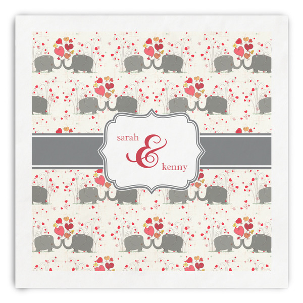 Custom Elephants in Love Paper Dinner Napkins (Personalized)