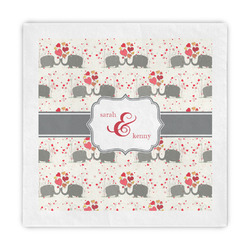 Elephants in Love Standard Decorative Napkins (Personalized)