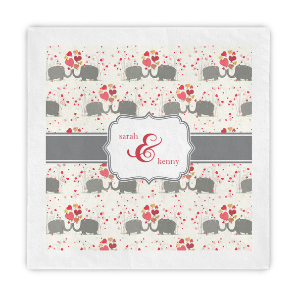 Custom Elephants in Love Standard Decorative Napkins (Personalized)