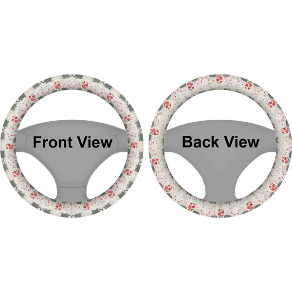 Elephants in Love Steering Wheel Cover- Front and Back
