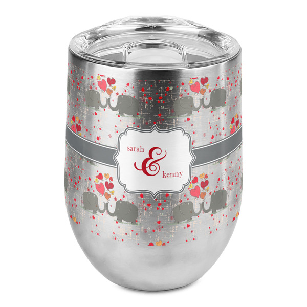 Custom Elephants in Love Stemless Wine Tumbler - Full Print (Personalized)