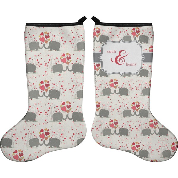 Custom Elephants in Love Holiday Stocking - Double-Sided - Neoprene (Personalized)