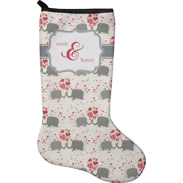Custom Elephants in Love Holiday Stocking - Single-Sided - Neoprene (Personalized)