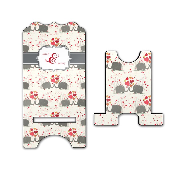 Elephants in Love Stylized Phone Stand - Front & Back - Large