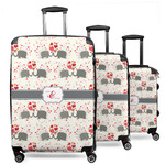 Elephants in Love 3 Piece Luggage Set - 20" Carry On, 24" Medium Checked, 28" Large Checked (Personalized)