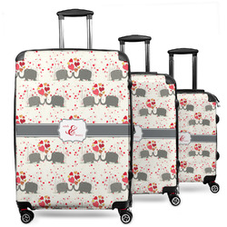 Elephants in Love 3 Piece Luggage Set - 20" Carry On, 24" Medium Checked, 28" Large Checked (Personalized)