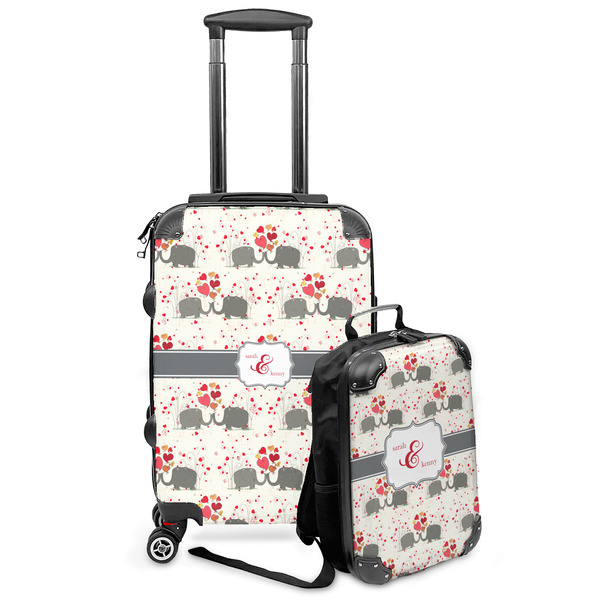 Custom Elephants in Love Kids 2-Piece Luggage Set - Suitcase & Backpack (Personalized)