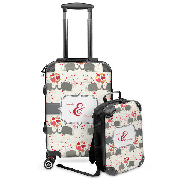 Custom Elephants in Love Kids 2-Piece Luggage Set - Suitcase & Backpack (Personalized)
