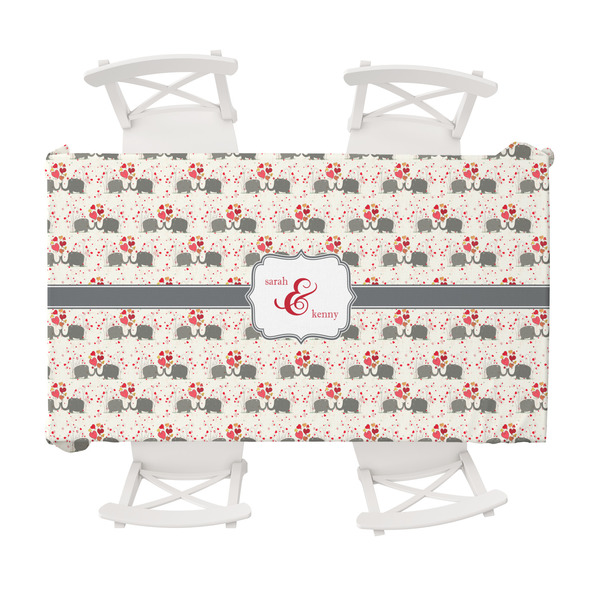 Custom Elephants in Love Tablecloth - 58"x102" (Personalized)