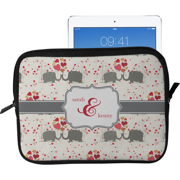 Custom Elephants in Love Tablet Case / Sleeve - Large (Personalized)