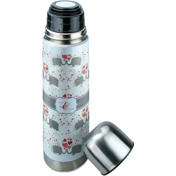 Elephants in Love Thermos - Lid Off