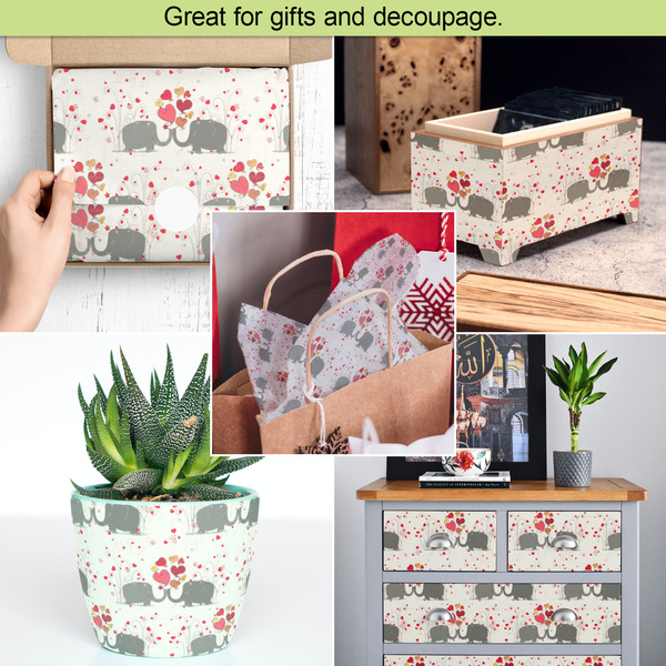 Elephants in Love Tissue Paper - In Use Collage