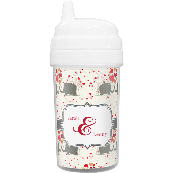 Custom Elephants in Love Toddler Sippy Cup (Personalized)
