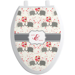 Elephants in Love Toilet Seat Decal - Elongated (Personalized)