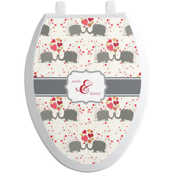 Elephants in Love Toilet Seat Decal Elongated