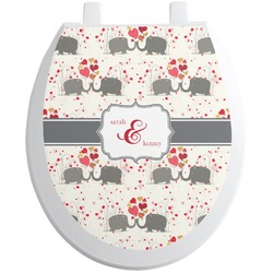 Elephants in Love Toilet Seat Decal - Round (Personalized)
