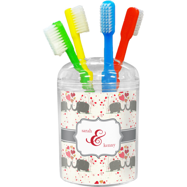 Custom Elephants in Love Toothbrush Holder (Personalized)