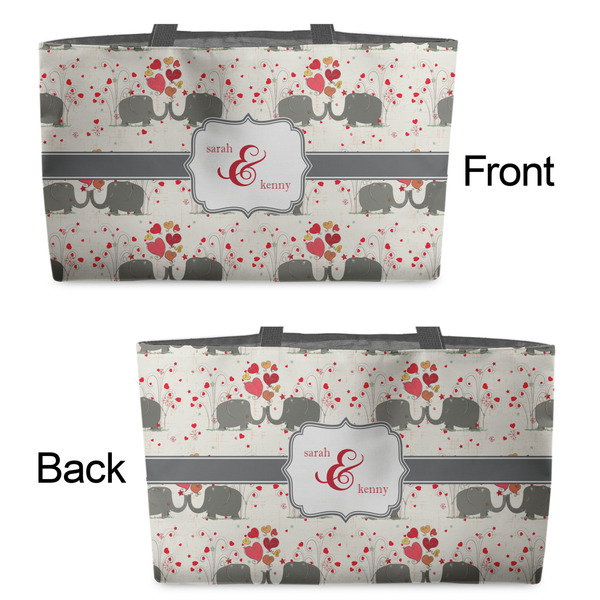 Elephants in Love Tote w/Black Handles - Front & Back Views