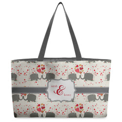 Elephants in Love Beach Totes Bag - w/ Black Handles (Personalized)