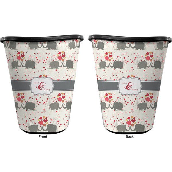 Elephants in Love Trash Can Black - Front and Back - Apvl