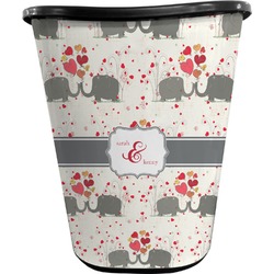 Elephants in Love Waste Basket - Single Sided (Black) (Personalized)