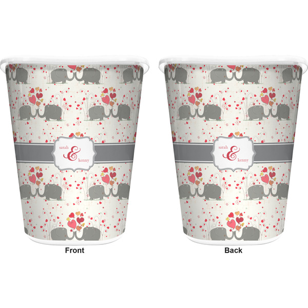 Elephants in Love Trash Can White - Front and Back - Apvl