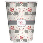 Elephants in Love Waste Basket - Double Sided (White) (Personalized)