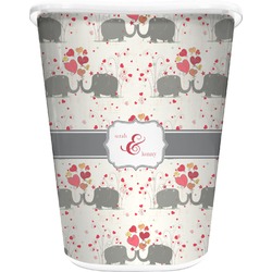 Elephants in Love Waste Basket - Double Sided (White) (Personalized)