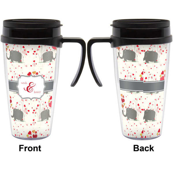 Elephants in Love Travel Mug with Black Handle - Approval