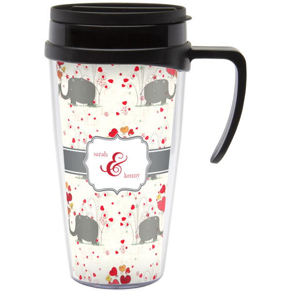 Custom Elephants in Love Acrylic Travel Mug with Handle (Personalized)