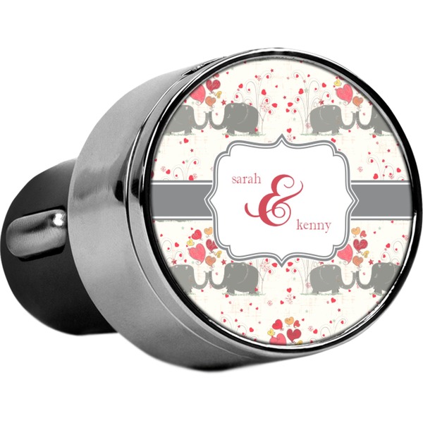 Custom Elephants in Love USB Car Charger (Personalized)