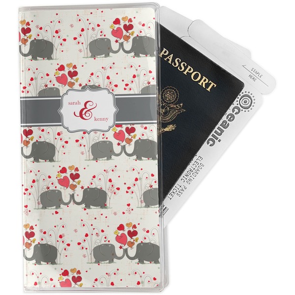 Custom Elephants in Love Travel Document Holder
