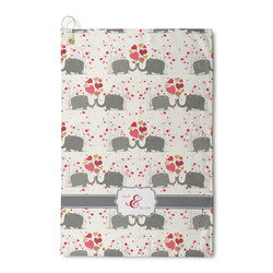 Elephants in Love Waffle Weave Golf Towel (Personalized)