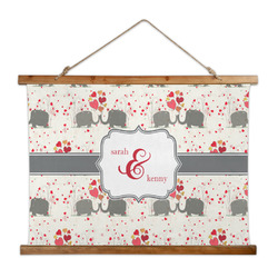 Elephants in Love Wall Hanging Tapestry - Wide (Personalized)