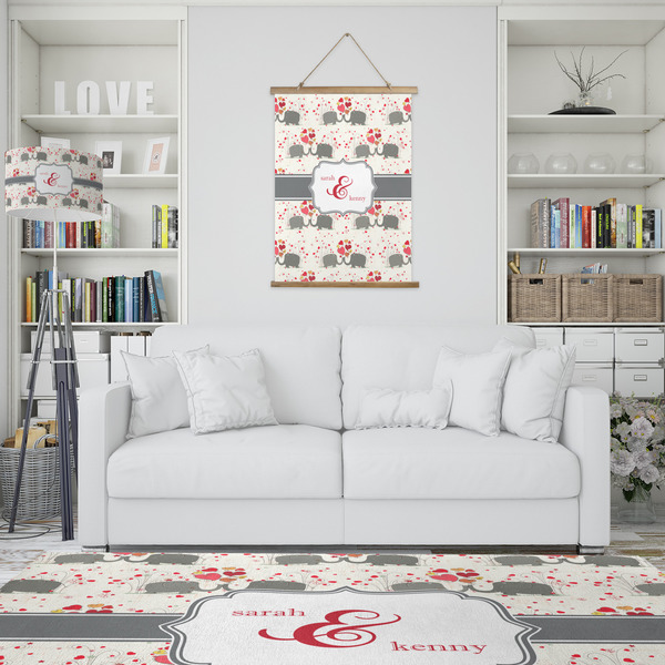 Elephants in Love Wall Hanging Tapestry - Portrait - IN CONTEXT