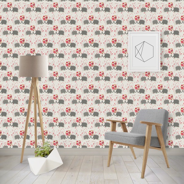 Custom Elephants in Love Wallpaper & Surface Covering