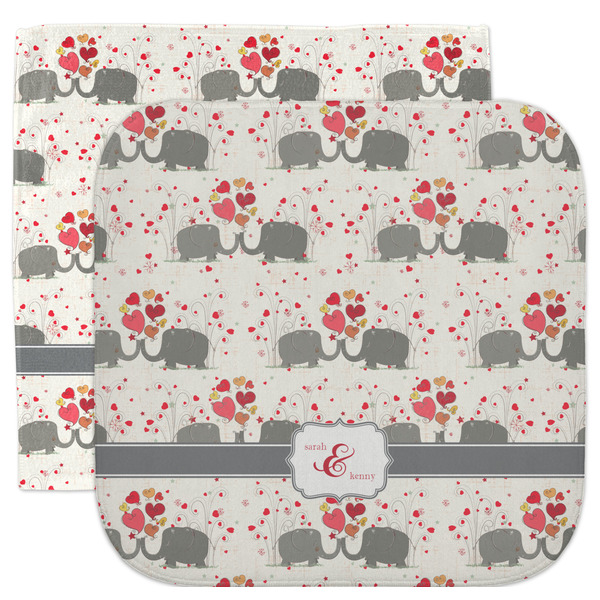 Custom Elephants in Love Facecloth / Wash Cloth (Personalized)