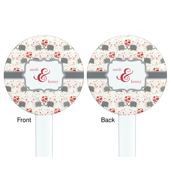 Elephants in Love White Plastic 7" Stir Stick - Double Sided - Round - Front & Back