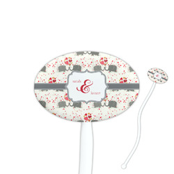 Elephants in Love 7" Oval Plastic Stir Sticks - White - Double Sided (Personalized)