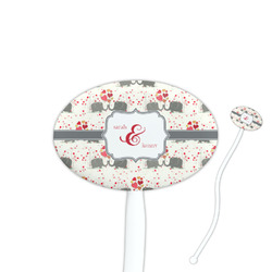 Elephants in Love Oval Plastic Stir Sticks (Personalized)