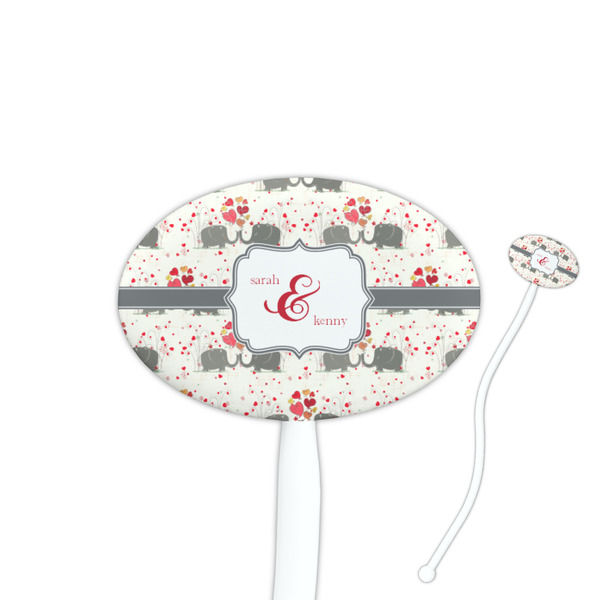 Custom Elephants in Love Oval Plastic Stir Sticks (Personalized)