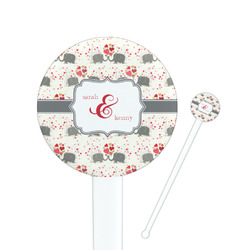 Elephants in Love 7" Round Plastic Stir Sticks - White - Double Sided (Personalized)