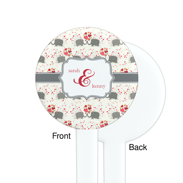 Elephants in Love White Plastic 7" Stir Stick - Single Sided - Round - Front & Back