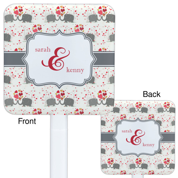 Elephants in Love White Plastic Stir Stick - Double Sided - Approval