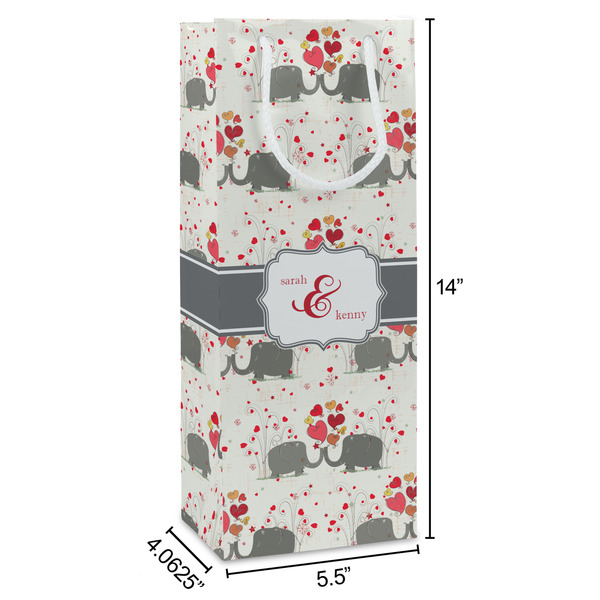 Elephants in Love Wine Gift Bag - Dimensions