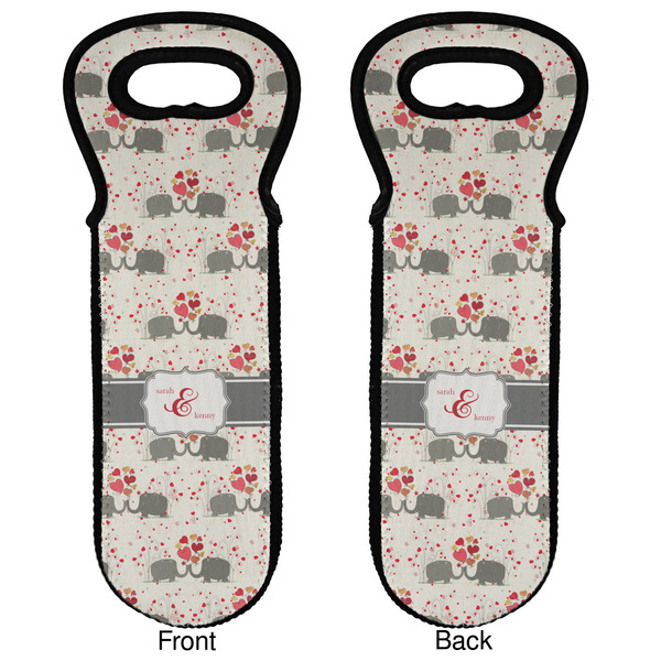 Elephants in Love Wine Tote Front & Back